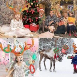 2 Set Inflatable Reindeer Antler Ring Game, Family Christmas Party Games