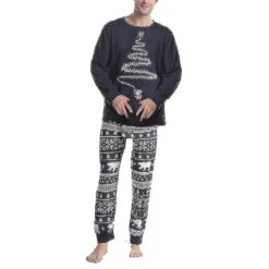 Family Matching Christmas Pyjamas Sets Xmas Nightwear Sleepwear Outfits Men-Navy Blue