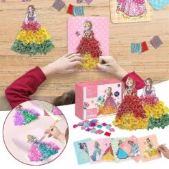 Puzzle Puncture Painting With 12 Princess Board, Diy Princess Dress-up Toy, Fabric Poking Art & Crafts Diy Birthday Christmas Gifts For Kids Girls -Schmidt Butik 1300104632 max