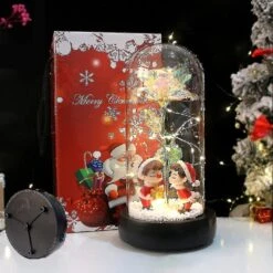 Christmas Rose Music Box Gift Light Glass Dome Light Artificial Rose Gift Unique Gift For Girlfriend White