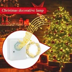 DIY Christmas Sound Sensor With LED String Decorative Lights Christmas Music Speaker For Party Xmas Tree Deco Colorful