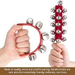 4Pcs Christmas Hand Jingle Bells Hand Bells Wooden Handle Bell Musical Instrument Toy Bell For Educ -Schmidt Butik 1331047500 max