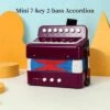 Mini 7-key 2-bass Accordion ABS Material Musical Instrument For Beginners Christmas Gift Lightweight Purple