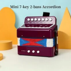 Mini 7-key 2-bass Accordion ABS Material Musical Instrument For Beginners Christmas Gift Lightweight Purple