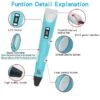 3D Printing Pen For Kids 3D Pen With LCD Display Compatible With PLA/ABS Filament Children's Christmas Birthday Ideas DIY Gift (GET IT) Blue