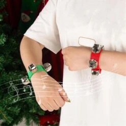 8pcs Wrist Band Jingle Bells, Christmas Wrist Bells Percussion Musical Rhythm Toys For Christmas 8.5inch