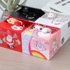 Christmas Stealing Coin Money Box Toy Santa Claus Piggy Bank Collecting Saving Money Bank