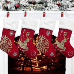 Christmas Socks Gift Bag Flannel Embroidery Christmas Socks Snowflake_C -Schmidt Butik 1398769827 max