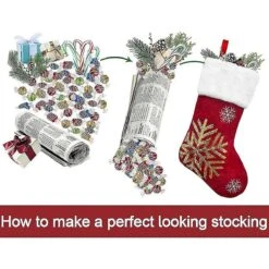 Christmas Socks Gift Bag Flannel Embroidery Christmas Socks Snowflake_C