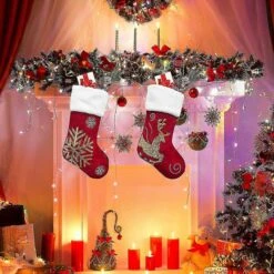 Christmas Socks Gift Bag Flannel Embroidery Christmas Socks Snowflake_C -Schmidt Butik 1398769999 max