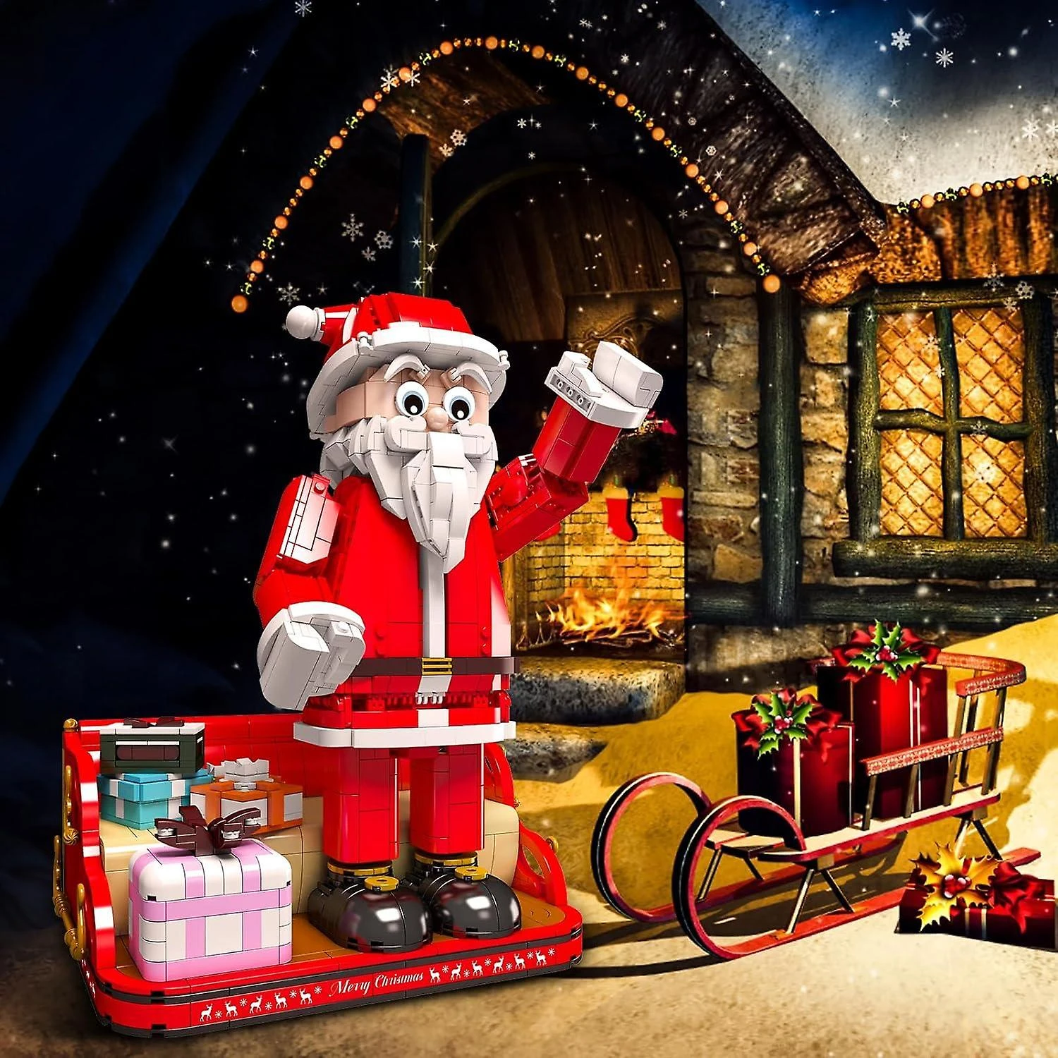 10072 Santa Claus Block Toy Building Set, Santa's On The Couch Christmas Home Decoration For Kids/Adult, 2087 Pieces 4 10072 Santa Claus Block Toy Building Set, Santa's On The Couch Christmas Home Decoration For Kids/Adult, 2087 Pieces - Billede 4