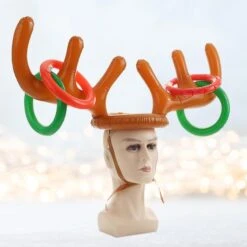 Ring Toss Toy Set Inflatable Deer Horn Set Accessories Durable Carnival Outdoor Games For Games Christmas Indoor Family Brown