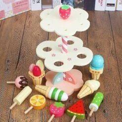 Baby Toys Simulation Magnetic Ice Cream Wooden Toys Pretend Play Kitchen Food Baby Infant Toys Food Birthday Christmas Gift