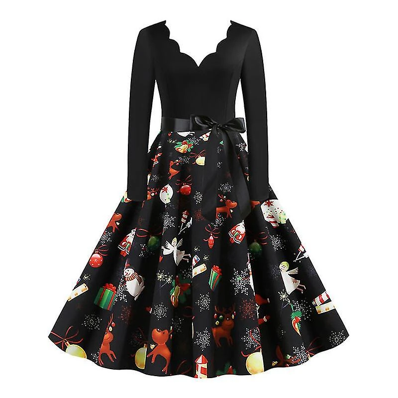 Women Christmas Party Retro Rockabilly Hepburn Swing Skater Midi Dress 2XL 3 Women Christmas Party Retro Rockabilly Hepburn Swing Skater Midi Dress 2XL - Billede 3