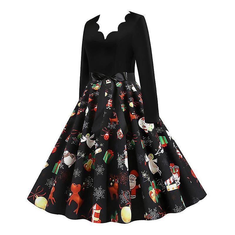 Women Christmas Party Retro Rockabilly Hepburn Swing Skater Midi Dress 2XL 1 Women Christmas Party Retro Rockabilly Hepburn Swing Skater Midi Dress 2XL