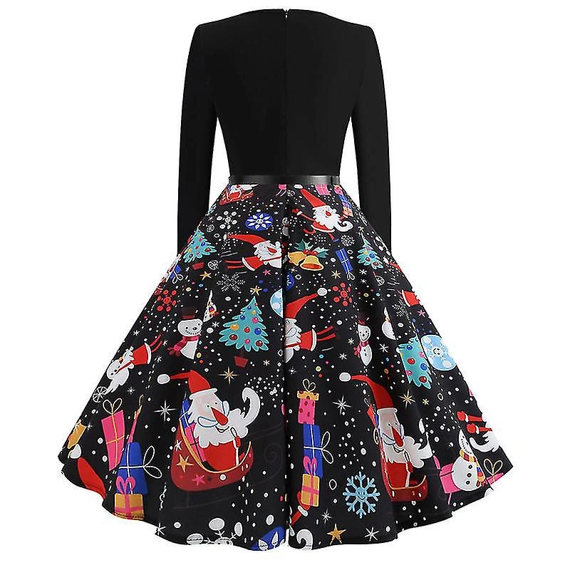 Womens Christmas Rockabilly Swing Dress Party Midi Skater Dresses L 4 Womens Christmas Rockabilly Swing Dress Party Midi Skater Dresses L - Billede 4