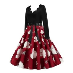 Christmas Retro Skater Dress Women Rockabilly Party Xmas Swing Dress