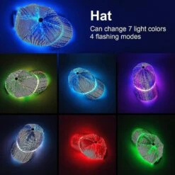 Wabjtam Fiber Optic Cap Led Hat With 7 Colors Luminous Glowing Hip Hop Baseball Hats Usb Charging Light Up Caps Even Party Led Christmas Cap For Event -Schmidt Butik 1431214852 max