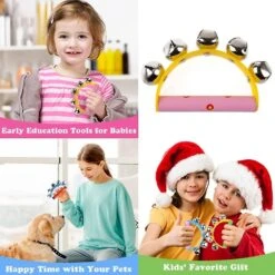 Tambourines For Children 5pcs Kids Sleigh Bells For Christmas Caroling, 5 Jingle Bells Instrument With Wood Handle For Performances, Classroom -Schmidt Butik 1435460521 max