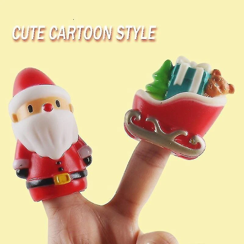 10 Pcs Christmas Finger Puppet Vinly Doll Parents-kids Interactive Games Educational Cartoon 2 10 Pcs Christmas Finger Puppet Vinly Doll Parents-kids Interactive Games Educational Cartoon - Billede 2