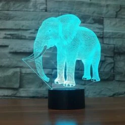 Shen 3d Elephant Remote Control 16 Color Night Lights Illusion Acrylic Led Table Bedside Lamp Children Bedroom Desk Decor Birthday Christmas Gift Toy