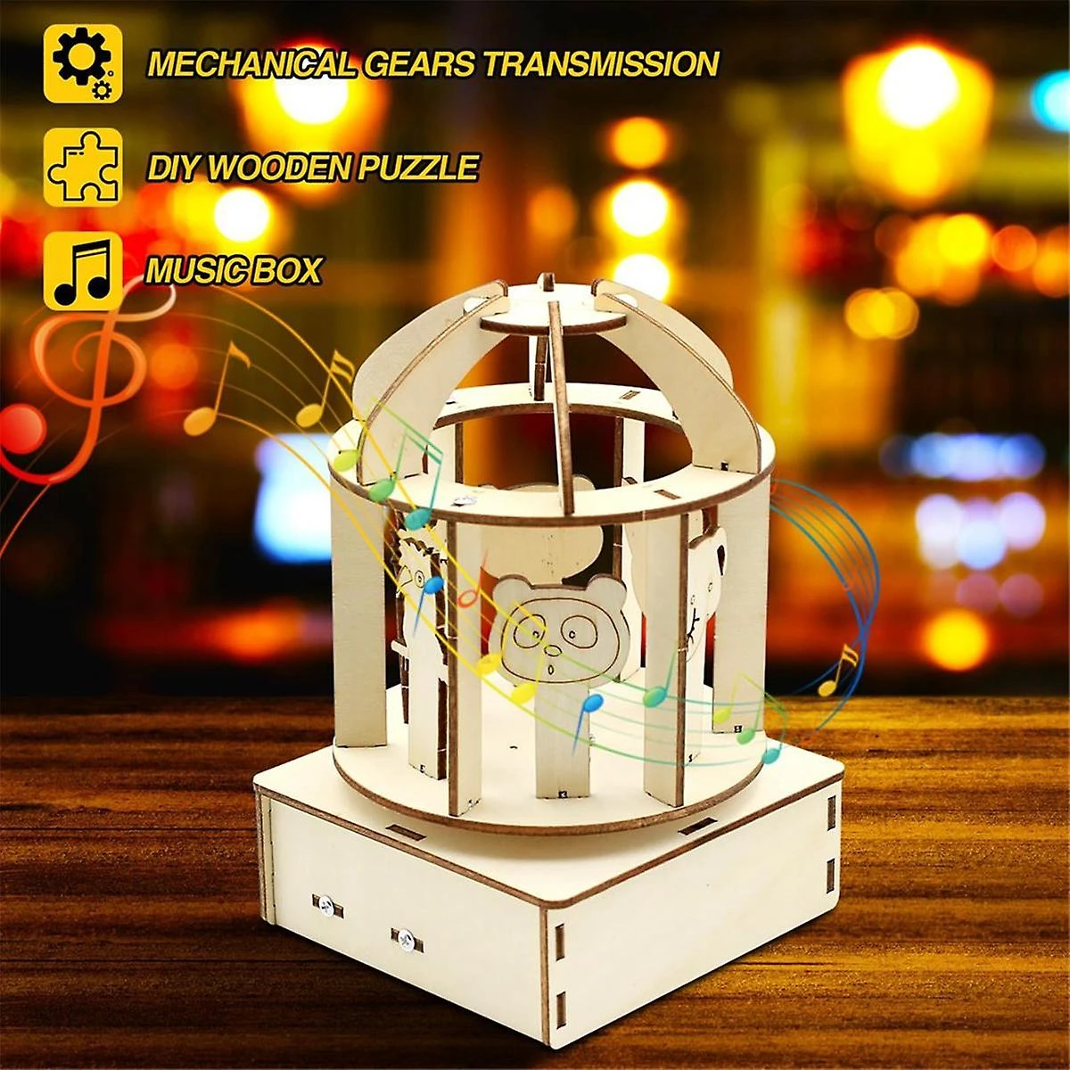 Wooden Building Toys, Activities Projects 3D Puzzles Music Box, Christmas Birthday Crafts Gift For 2 Wooden Building Toys, Activities Projects 3D Puzzles Music Box, Christmas Birthday Crafts Gift For - Billede 2