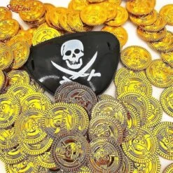 50 Pieces Pirate Gold Coins Plastic Game Coins Kids Party Supplies Treasure Coins Christmas Decorati
