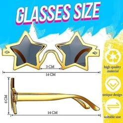 2 Pcs Star Shaped Sunglasses Pentagram Sunglasses Fancy Dress Novelty Sunglasses For Christmas Party Gold