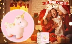 Extra Large Unicorn Piggy Bank For Girls With Rubber Stopper, Resin Cute Rainbow Coin Money Saving Bank For Kids Birthday Gifts And Christmas Decorati