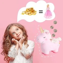 Extra Large Unicorn Piggy Bank For Girls With Rubber Stopper, Resin Cute Rainbow Coin Money Saving Bank For Kids Birthday Gifts And Christmas Decorati -Schmidt Butik 1507476415 max