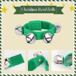 8pcs Wrist Band Jingle Bells, Christmas Wrist Bells Percussion Musical Rhythm Toys For Christmas 8.