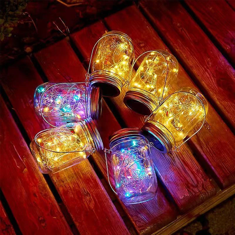 1 Waterproof Outdoor Garden Solar Lamp Lantern And 1 Additional Panel Cover 20 LED Lights Glass Mason Jar Warm White For Christmas Birthday Party Deco 2 1 Waterproof Outdoor Garden Solar Lamp Lantern And 1 Additional Panel Cover 20 LED Lights Glass Mason Jar Warm White For Christmas Birthday Party Deco - Billede 2
