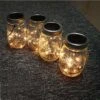 1 Waterproof Outdoor Garden Solar Lamp Lantern And 1 Additional Panel Cover 20 LED Lights Glass Mason Jar Warm White For Christmas Birthday Party Deco