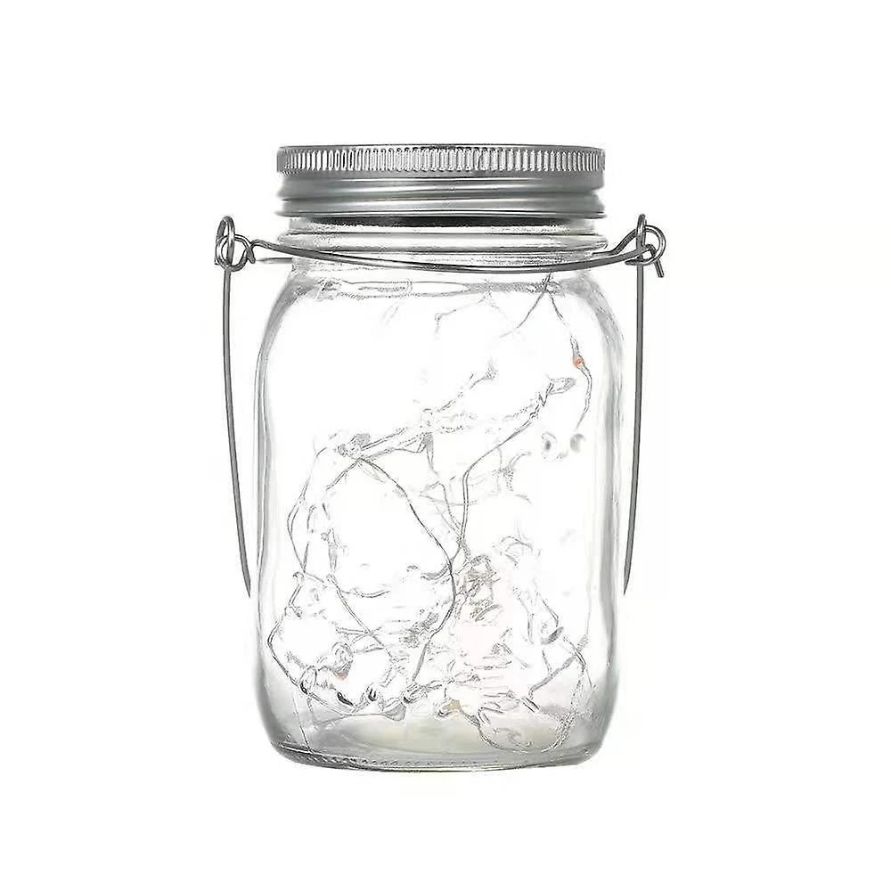 1 Waterproof Outdoor Garden Solar Lamp Lantern And 1 Additional Panel Cover 20 LED Lights Glass Mason Jar Warm White For Christmas Birthday Party Deco 3 1 Waterproof Outdoor Garden Solar Lamp Lantern And 1 Additional Panel Cover 20 LED Lights Glass Mason Jar Warm White For Christmas Birthday Party Deco - Billede 3