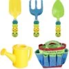 Christmas Garden Tool Set, 5 Pieces Kids Garden Toy With Watering Can, Shovel, Bag, Rake, Garden Tools Kit For Kid Gift For Preschool Baby