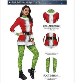Christmas Jumpsuit Grinch Performance Suit Trykt Jumpsuit Langærmet Stram Jumpsuit Til Kvinder S -Schmidt Butik 1533675202 max