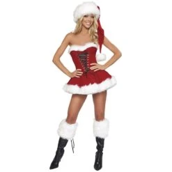Woman Sexy Christmas Tee Dress Santa Outfit Miss Claus Costumes Xmas Party Fancy Dress