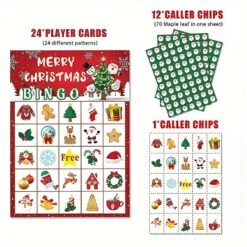 Nye Modeller 37stk Christmas Bingo Game, 24 Spillere Vinterferie Bingo Kort Til Indendørs Hjem Aktiviteter, Julespil For Familier, Party Supplies,