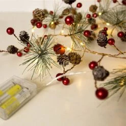 Xmas Led String Fairy Lights Pine Cone Christmas Tree Garland Party Decorations Red Bead And Pine Cone -Schmidt Butik 175791650 max