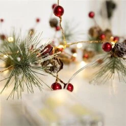 Led String Fairy Light Pine Cone Christmas Tree Garland Decors Red Bead And Pine Cone -Schmidt Butik 175791654 max 1