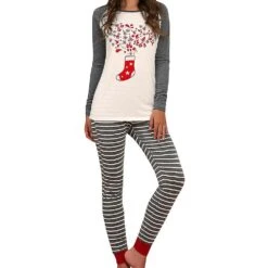New Women Christmas Pajamas Set Pjs Pyjamas Nightwear Xmas Print Sleepwear 3XL