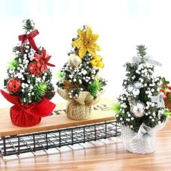 Christmas Tree Mini Decorative Tree Unique Pvc Christmas Decoration Perfect Christmas Decoration For Table, Tabletops And Your Home Or Office 3pcs
