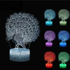 16 Color Changing Night Lamp 3d Atmosphere Bulbing Light 3d Visual Illusion Led Lamp For Kids Toy Christmas Birthday Gifts (peacock) -Schmidt Butik 184545465 max