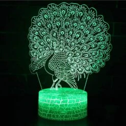 16 Color Changing Night Lamp 3d Atmosphere Bulbing Light 3d Visual Illusion Led Lamp For Kids Toy Christmas Birthday Gifts (peacock) -Schmidt Butik 184545510 max