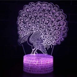 16 Color Changing Night Lamp 3d Atmosphere Bulbing Light 3d Visual Illusion Led Lamp For Kids Toy Christmas Birthday Gifts (peacock) -Schmidt Butik 184545547 max