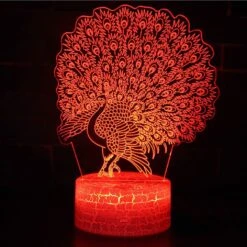 16 Color Changing Night Lamp 3d Atmosphere Bulbing Light 3d Visual Illusion Led Lamp For Kids Toy Christmas Birthday Gifts (peacock)
