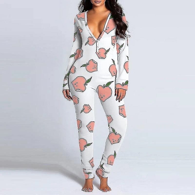 Kvinder Animal Pyjamas One Piece Christmas Bodysuit Buksedragt Langærmet Nattøj XL 2 Kvinder Animal Pyjamas One Piece Christmas Bodysuit Buksedragt Langærmet Nattøj XL - Billede 2