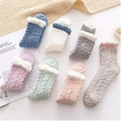 Women's Fuzzy Socks,Winter Fluffy Cozy Cabin Christmas Gift