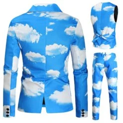 Men's Fashion Christmas Suit Jacket + Vest + Suit Pants Three-piece Suit XXXXL