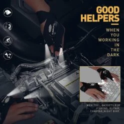 Led Flashlight Gloves, Hands Free Light Gloves, Halloween Christmas Birthday Gift Idea For Men Women Who Has Everything, Cool Gadgets Tools For Campin